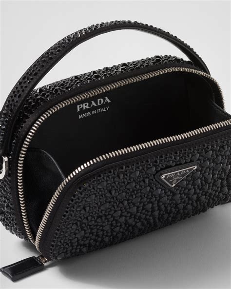 black glacé crystal-studded prada|Black Prada Odette Crystal.